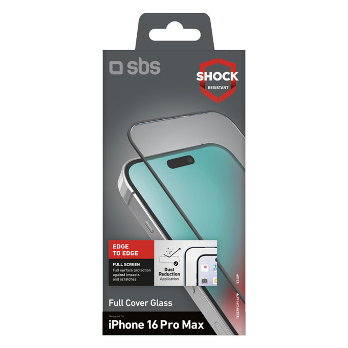 SBS - Gehärtetes Glas Full Cover Für iPhone 16 Pro Max, schwarz