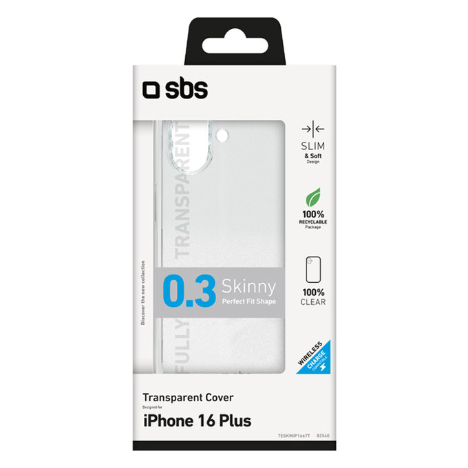 SBS - Hülle Skinny Für iPhone 16 Plus, transparent