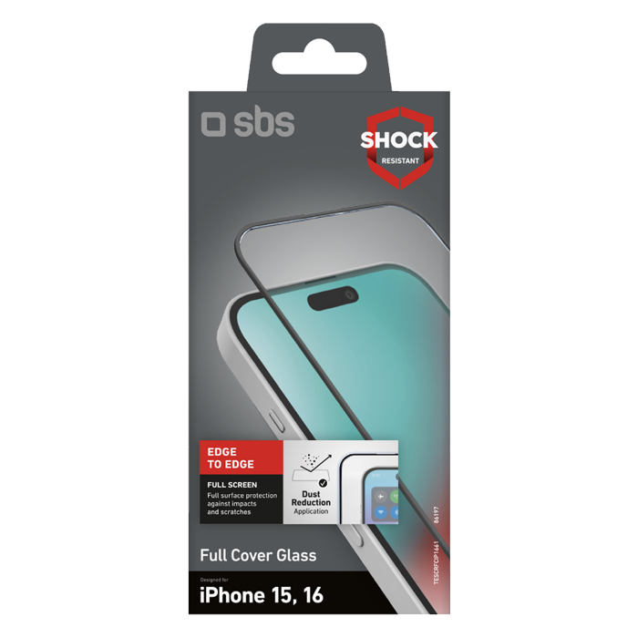 SBS - Gehärtetes Glas Full Cover Für iPhone 16, schwarz