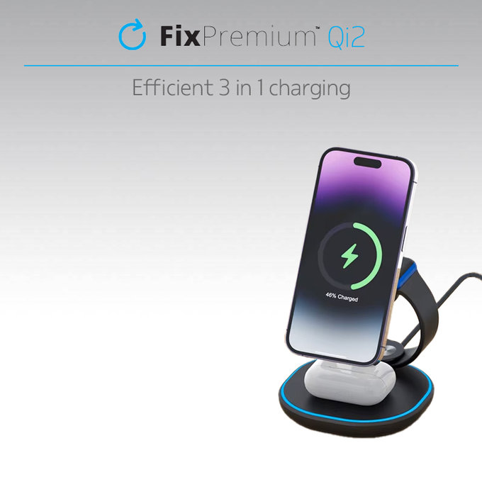 FixPremium - MagSafe Ladeständer mit Qi2, schwarz