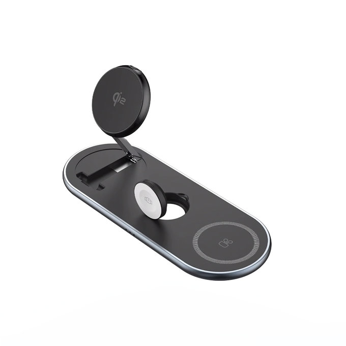 FixPremium - Ladeständer mit Qi2 pre iPhone, Apple Watch und AirPods, schwarz