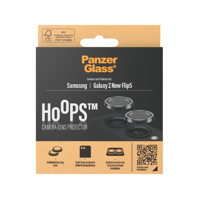Kameralinsenschutz Hoops für Samsung Z Flip6, Schwarz, PanzerGlass