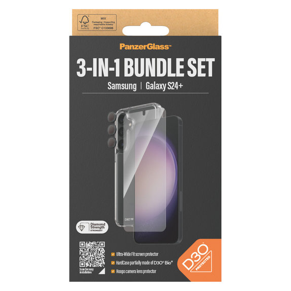 Bundle Hoops + Panzerglas UWF + Hard Case D3O für Samsung Galaxy S24+, PanzerGlass