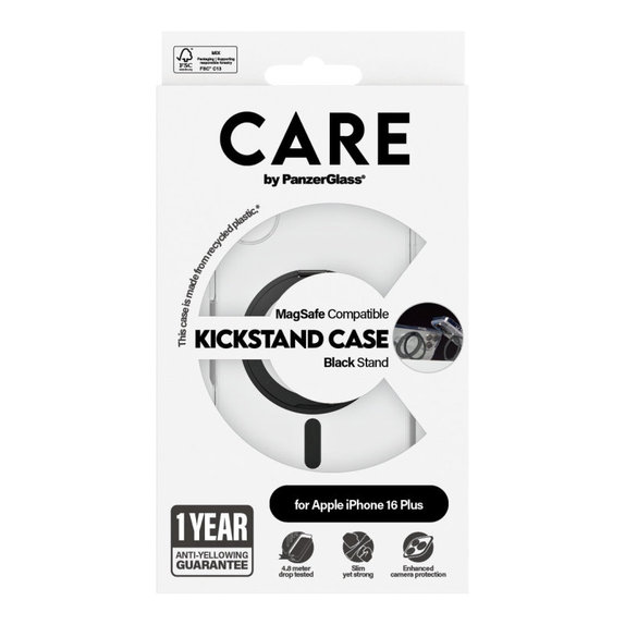 Kickstand Hülle mit MagSafe für iPhone 16 Plus, Schwarz, CARE