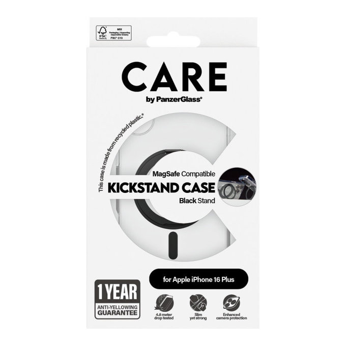 Kickstand Hülle mit MagSafe für iPhone 16 Plus, Schwarz, CARE