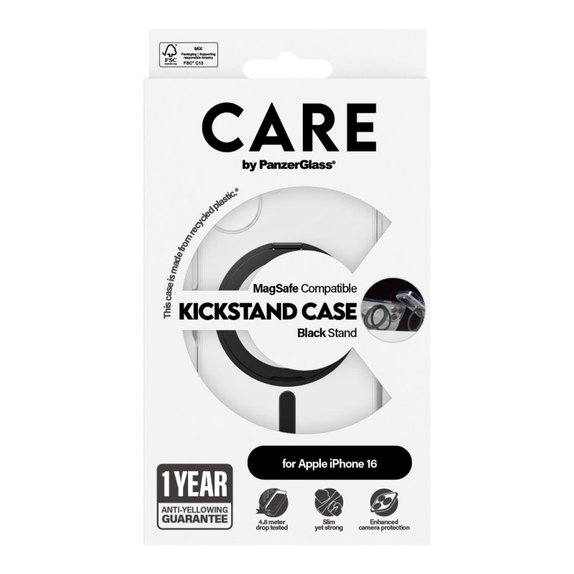 Kickstand Hülle mit MagSafe für iPhone 16, Schwarz, CARE