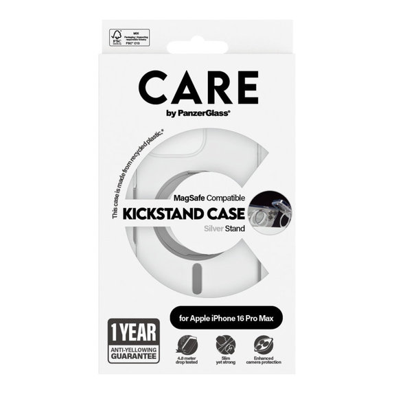 Kickstand Hülle mit MagSafe für iPhone 16 Pro Max, Silber, CARE