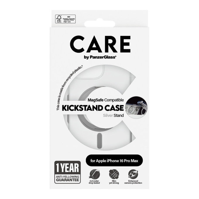 Kickstand Hülle mit MagSafe für iPhone 16 Pro Max, Silber, CARE