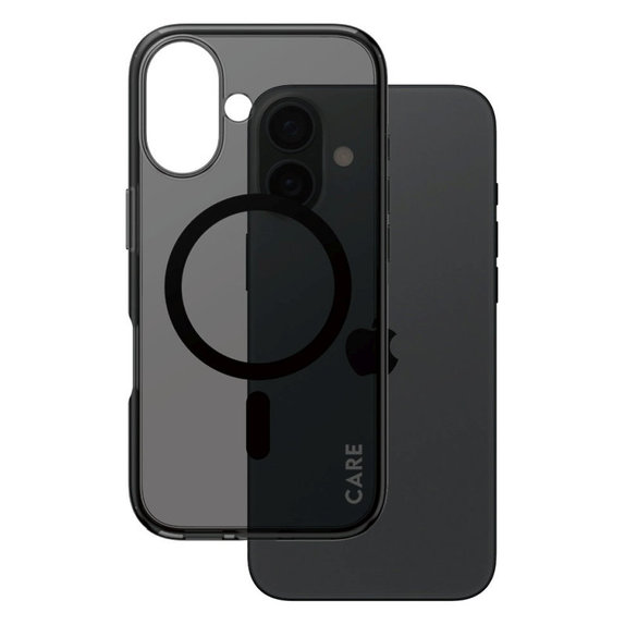Smokey Hülle mit MagSafe für iPhone 16, Schwarz, CARE