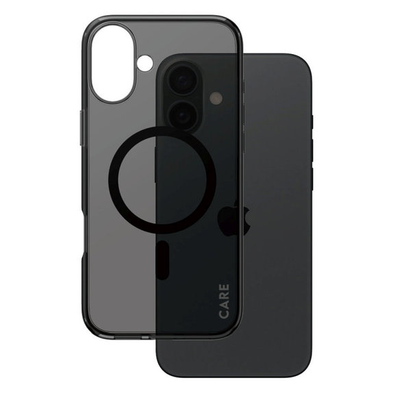 Smokey Hülle mit MagSafe für iPhone 16 Plus, Schwarz, CARE