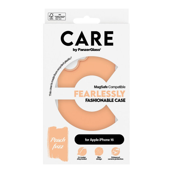 Fearlessly Hülle mit MagSafe für iPhone 16, Peachy, CARE