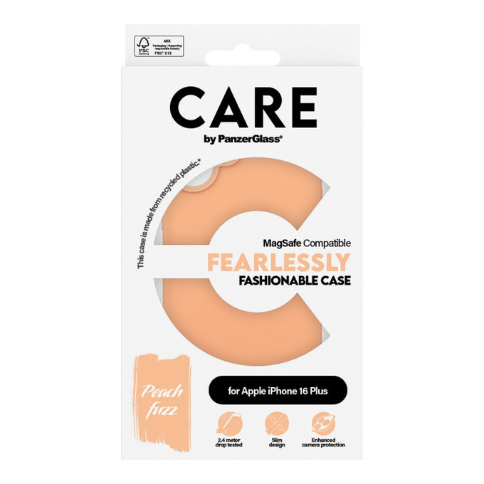 Fearlessly Hülle mit MagSafe für iPhone 16 Plus, Peachy, CARE