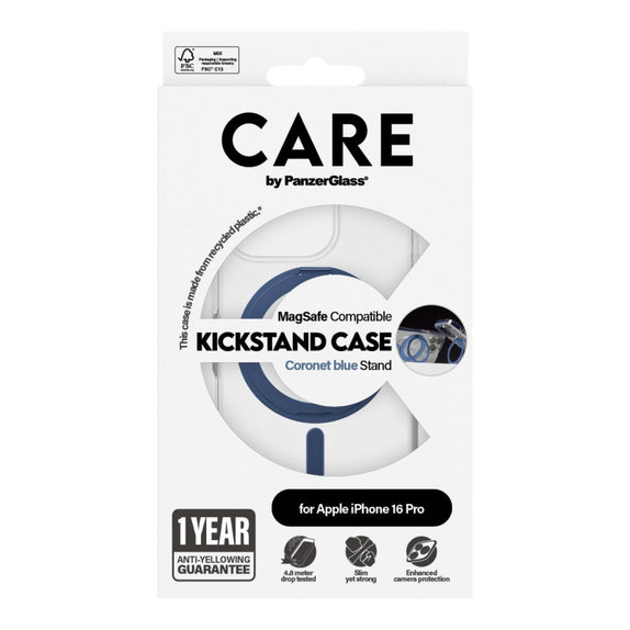 Kickstand Hülle mit MagSafe für iPhone 16 Pro, Blau, CARE