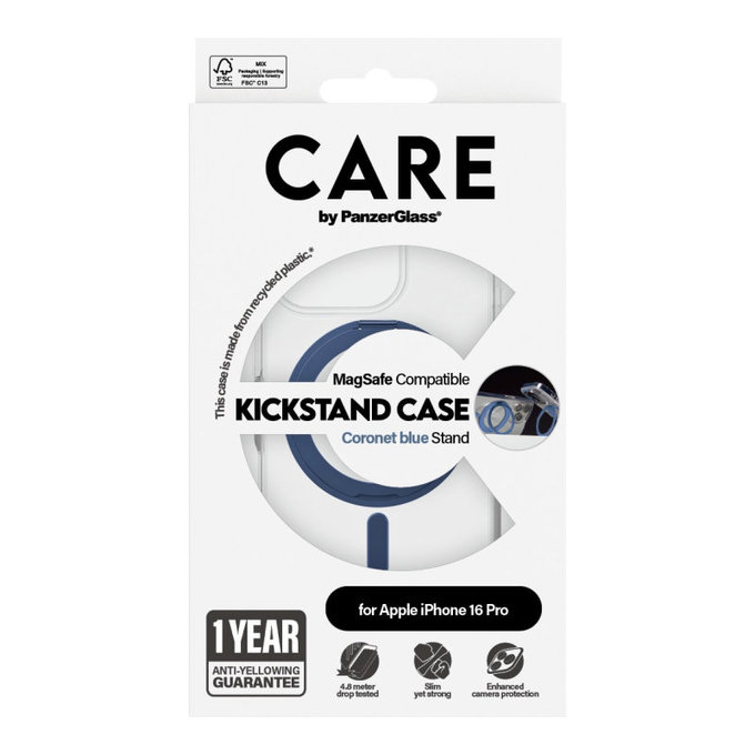 Kickstand Hülle mit MagSafe für iPhone 16 Pro, Blau, CARE
