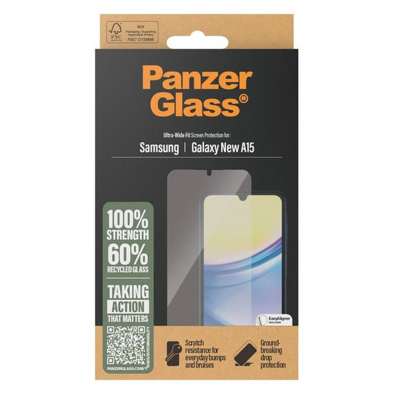 PanzerGlass - Gehärtetes Glas UWF mit aplicator für Samsung Galaxy A16 und A16 5G, transparent