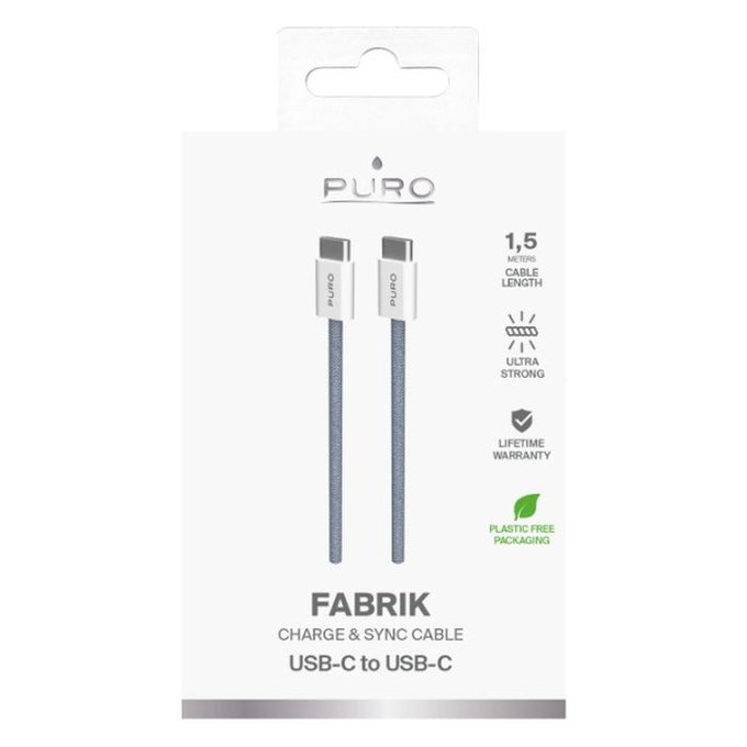 PURO - USB-C Kabel / USB-C, 60W, Fabrik FABK4, 1,5 m, blue lagon