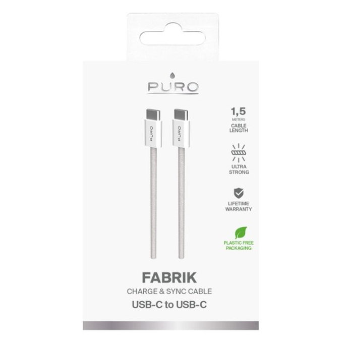 PURO - USB-C Kabel / USB-C, 60W, Fabrik FABK4, 1,5 m, sandshell