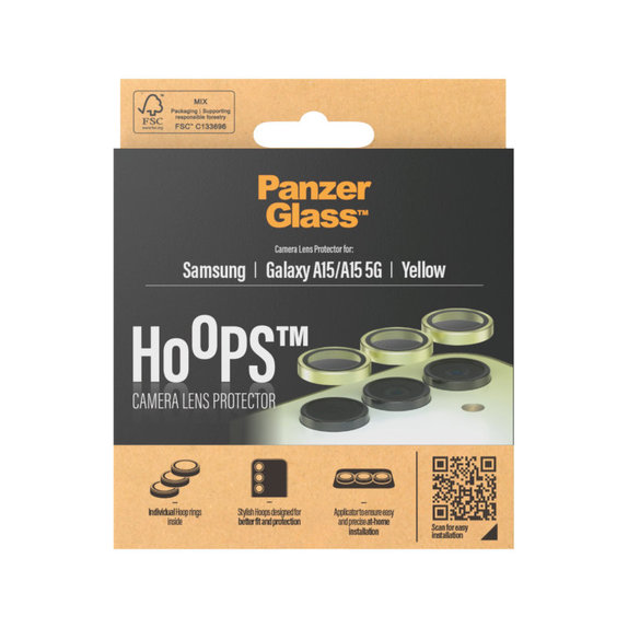 Kameralinsenschutz Hoops für Samsung A15/A15 5G, Gelb, PanzerGlass