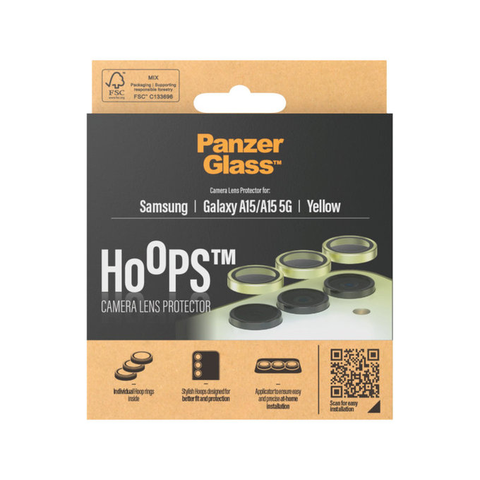 Kameralinsenschutz Hoops für Samsung A15/A15 5G, Gelb, PanzerGlass