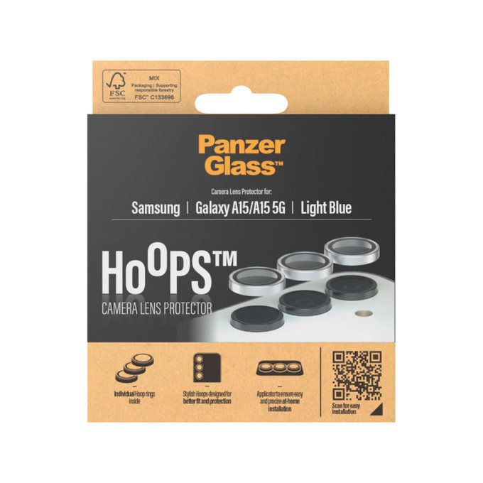 Kameralinsenschutz Hoops für Samsung A15/A15 5G, Hellblau, PanzerGlass