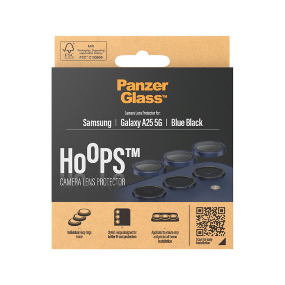 Kameralinsenschutz Hoops für Samsung A25 5G, Blau/Schwarz, PanzerGlass