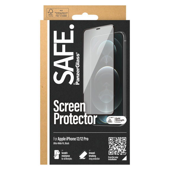 Panzerglas Case Friendly für iPhone 12 Pro/12, Schwarz, SAFE by PanzerGlass