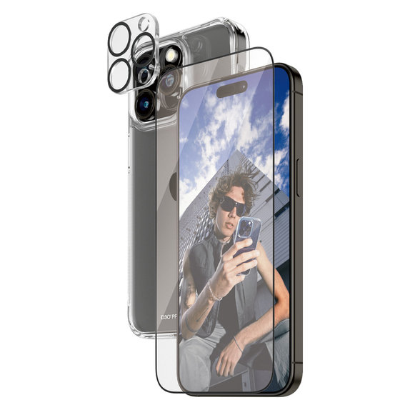 Bundle PicturePerfect + Panzerglas UWF + Hard Case D3O für iPhone 15 Pro Max, PanzerGlass