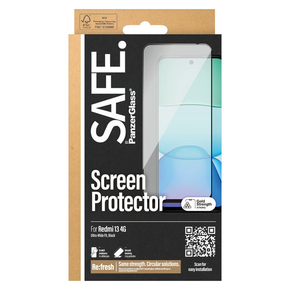 Panzerglas UWF für Xiaomi Redmi 13 4G, Čierne, SAFE by PanzerGlass