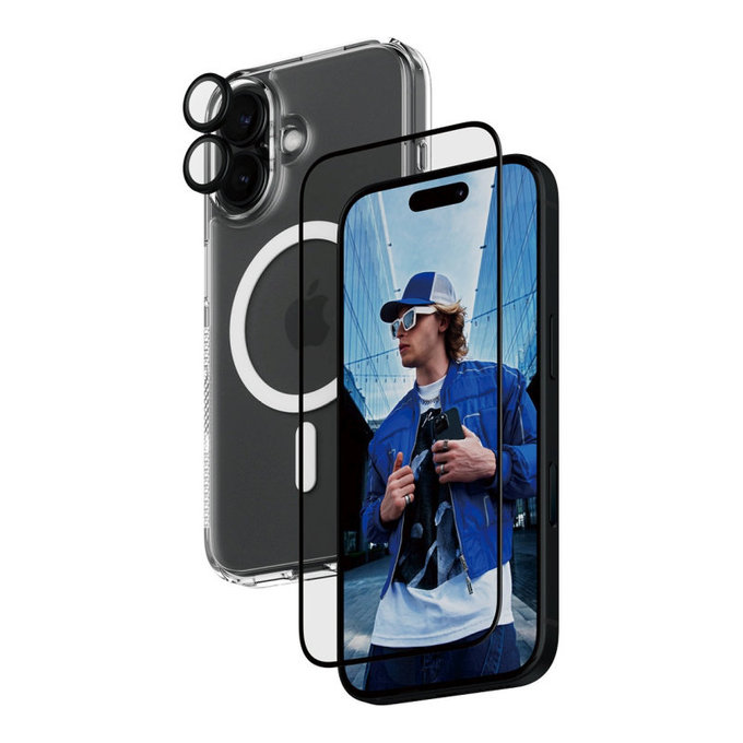Bundle 3-in-1 Hoops + UWF Panzerglas + Hard Case für iPhone 16, PanzerGlass