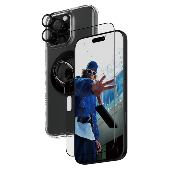 Bundle Hoops + UWF Panzerglas + Hard Case + Magnetic Ring Mount für iPhone 16 Pro Max, PanzerGlass