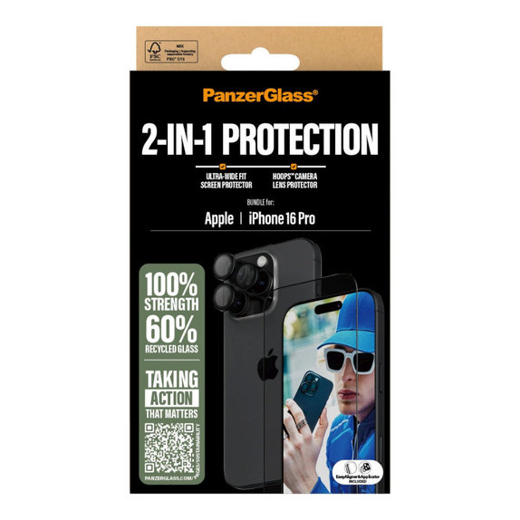Bundle Hoops + UWF Schutzglas für iPhone 16 Pro, PanzerGlass
