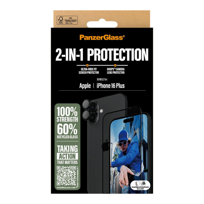 Bundle Hoops + UWF Schutzglas für iPhone 16 Plus, PanzerGlass
