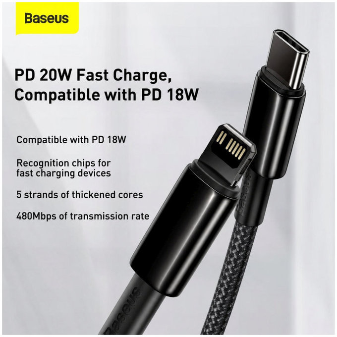 Baseus - Kabel Lightning/USB-C, 1.5m, schwarz