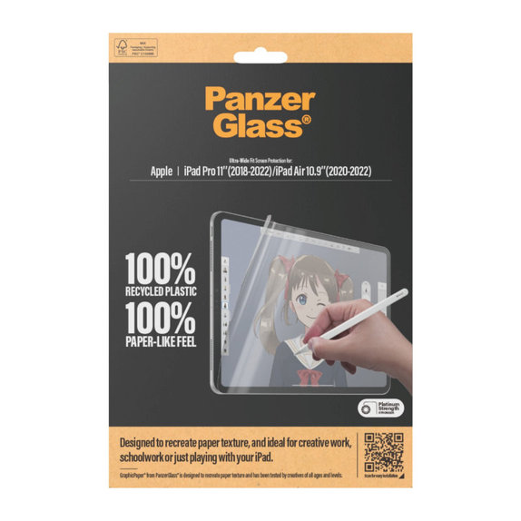 Schutzfolie GraphicPaper UWF für iPad Pro 11"/Air 10,9'', Transparent, PanzerGlass