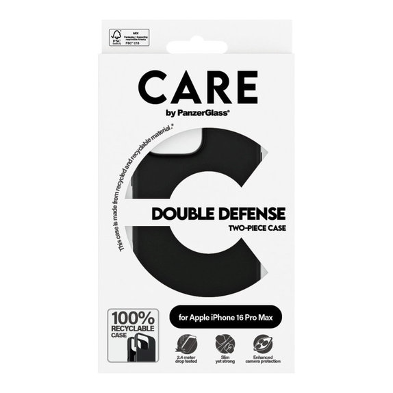 Double Defense Hülle für iPhone 16 Pro Max, Schwarz, CARE