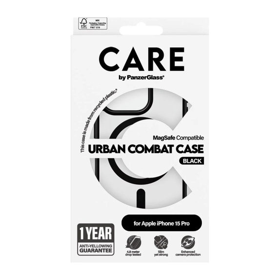 Hülle Urban Combat mit MagSAFE by PanzerGlass für iPhone 15 Pro, Schwarz, PanzerGlass
