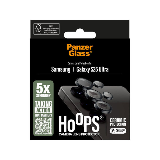 Kameralinsenschutz Hoops Ceramic für Samsung S25 Ultra, Schwarz, PanzerGlass
