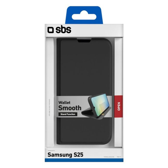 SBS - Hülle Book Wallet Smooth für Samsung Galaxy S25, schwarz