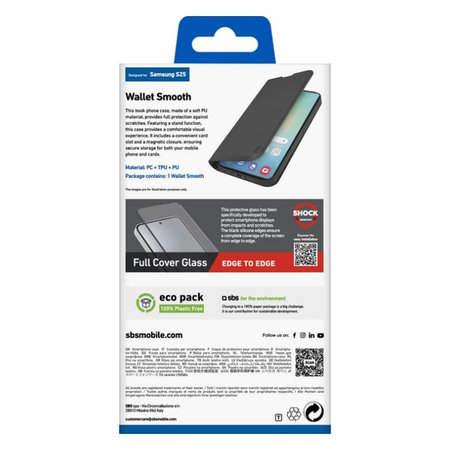 SBS - Hülle Book Wallet Smooth für Samsung Galaxy S25, schwarz