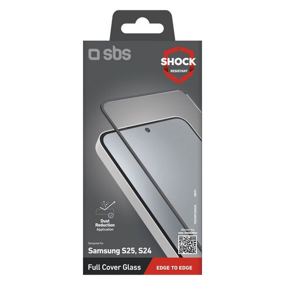 SBS - Gehärtetes Glas Full Cover für Samsung Galaxy S24 und S25, schwarz
