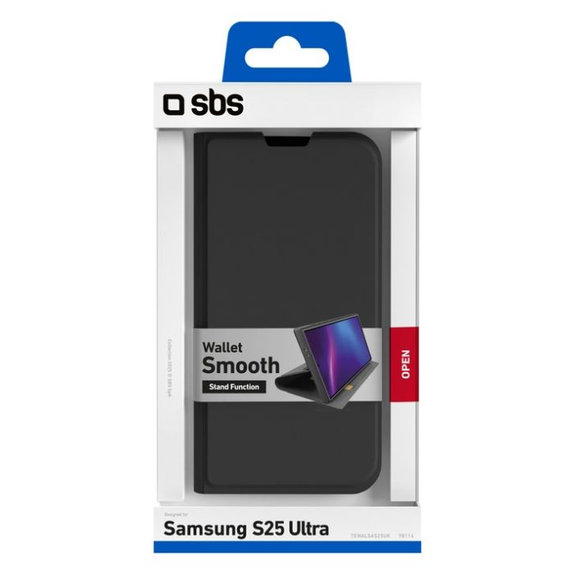 SBS - Hülle Book Wallet Smooth für Samsung Galaxy S25 Ultra, schwarz