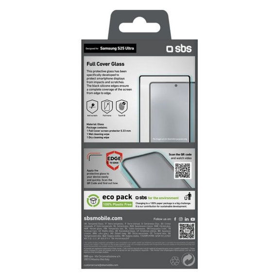 SBS - Gehärtetes Glas Full Cover für Samsung Galaxy S25 Ultra, schwarz