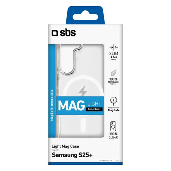 SBS - Hülle Light Mag für Samsung Galaxy S25+, transparent
