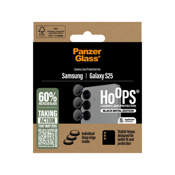 Kameralinsenschutz Hoops für Samsung S25, Schwarz, PanzerGlass