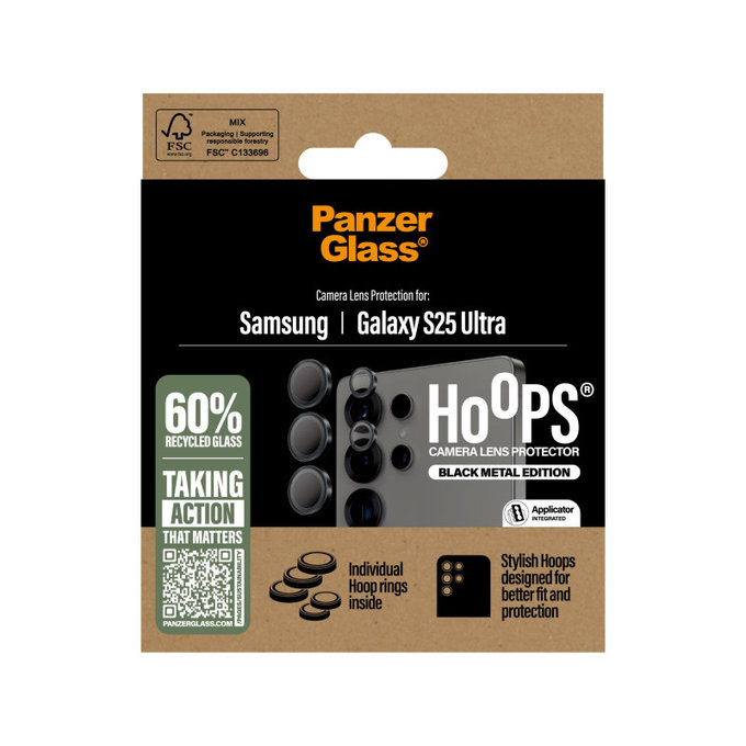 Kameralinsenschutz Hoops für Samsung S25 Ultra, Schwarz, PanzerGlass