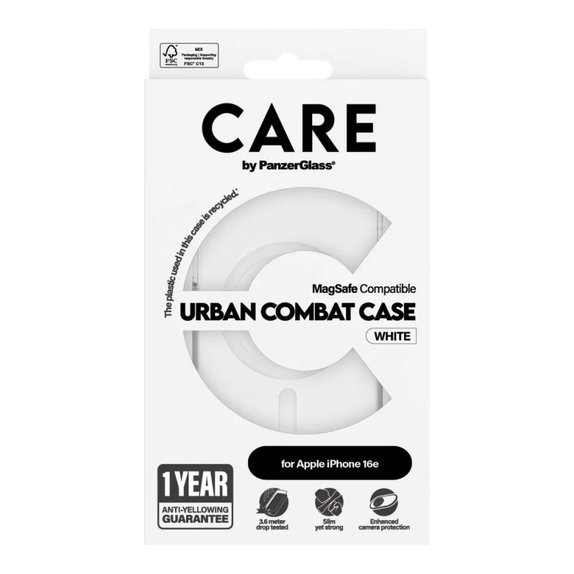 Urban Combat Hülle mit MagSafe für iPhone 17e/16e, Weiß, CARE