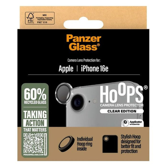 PanzerGlass - Kameraobjektiv-Schutzhülle Hoops für iPhone 16e, schwarz