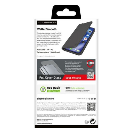 SBS - Hülle Book Wallet Smooth für iPhone 16e, schwarz