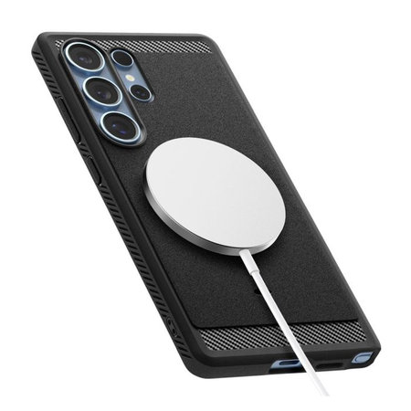 Spigen - Hülle Rugged Armor mit MagSafe für Samsung Galaxy S25 Ultra, Matte Black