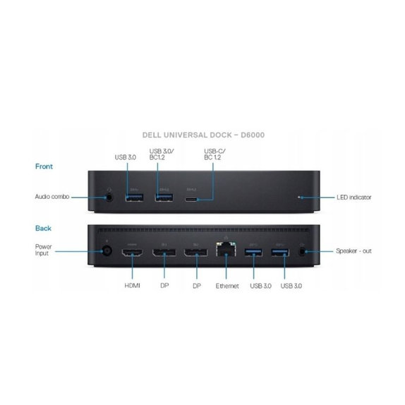 Dell D6000 - Dockingstation (USB-C) + 130W Adapter Refurbished